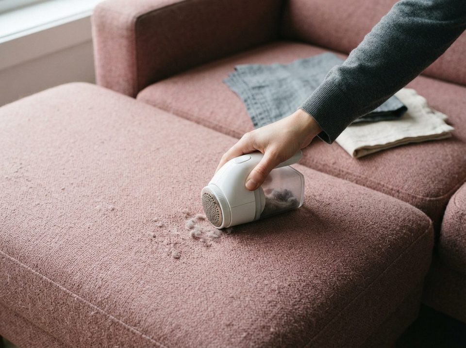Illustrationsfoto fra guiden: Sådan fjerner du fnuller på sofaen, trin for trin